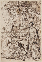 D 028
<br/>
Madonna en Kind met de beschermheiligen van Lucca
<br/>
<em>Testa, Pietro (1611-1650)</em>